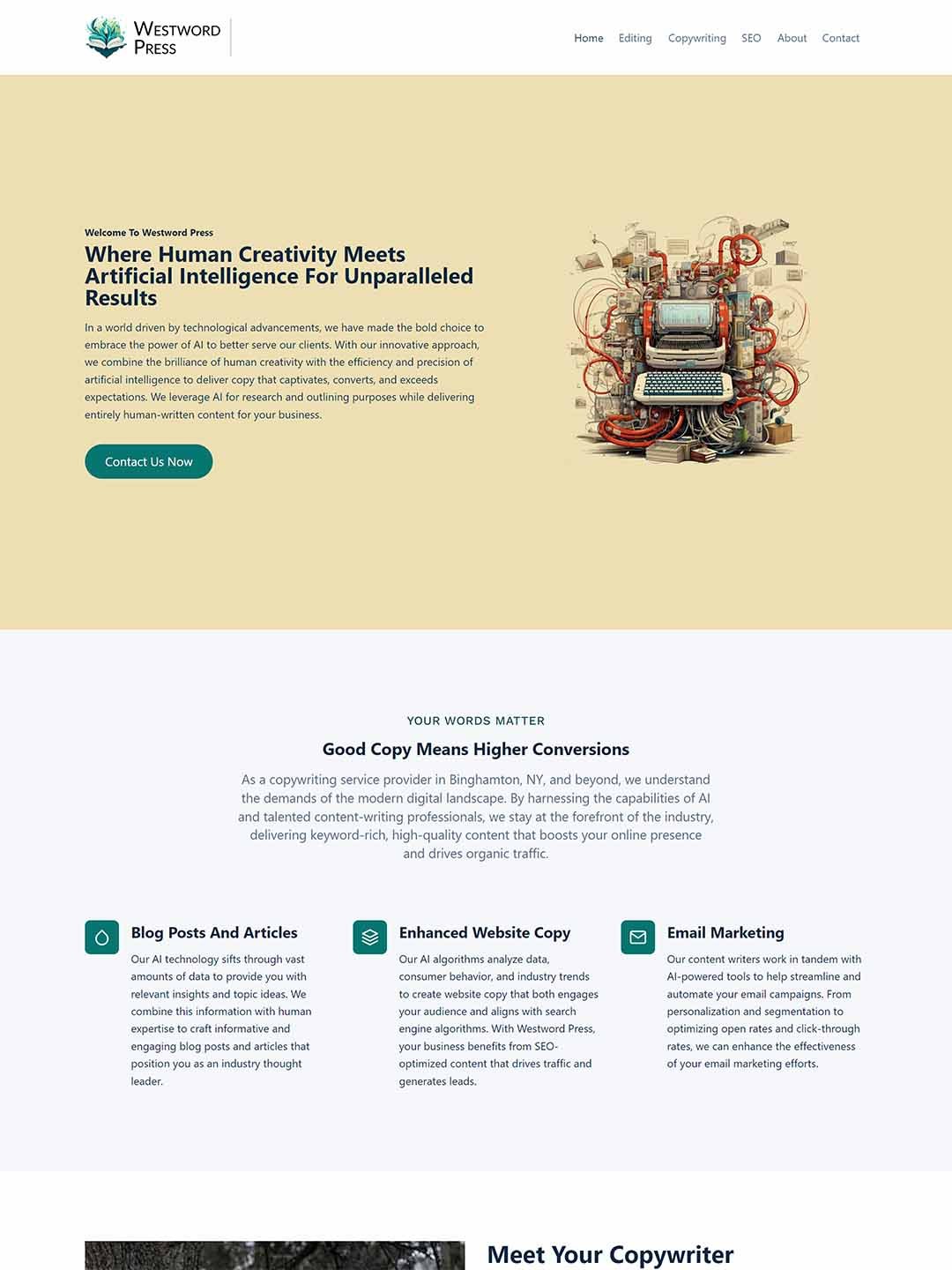 Westword Press Home Page screenshot for alante web design portfolio
