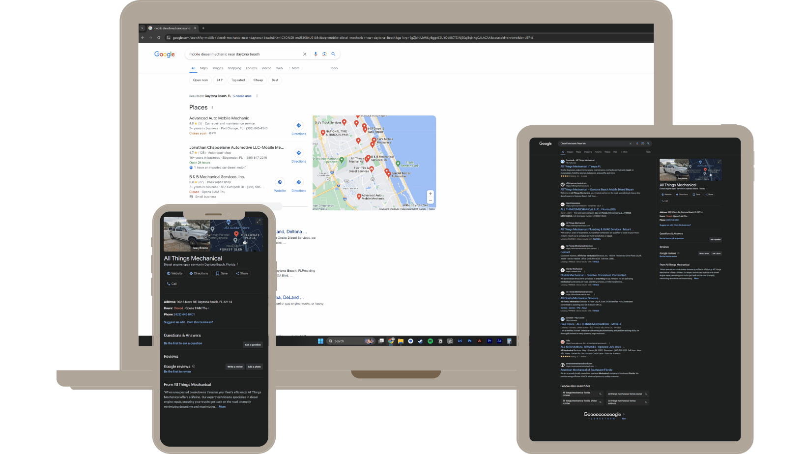 Search results mockup