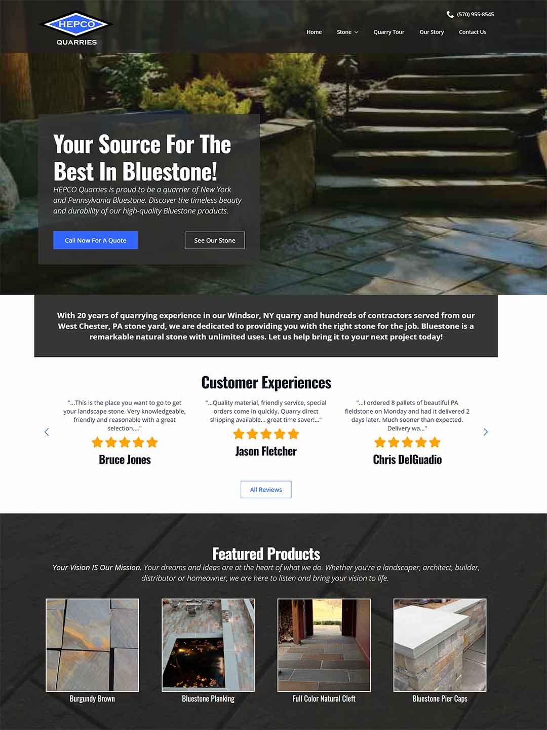 HEPCO quarries website after the re-design